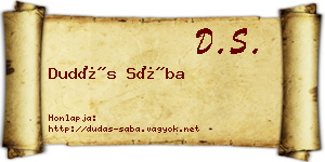 Dudás Sába névjegykártya